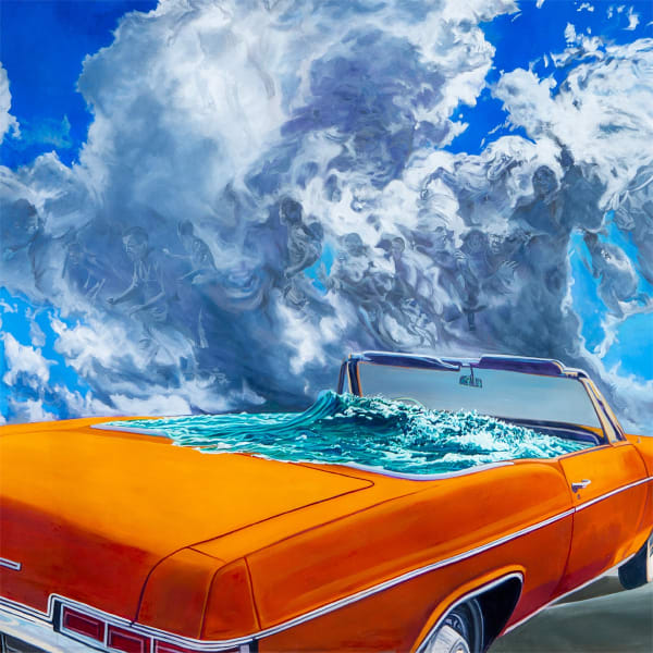 John Valadez, Drive-In (detail), 2014, Acrylic on canvas, 96 x 120 inches, AltaMed Art Collection