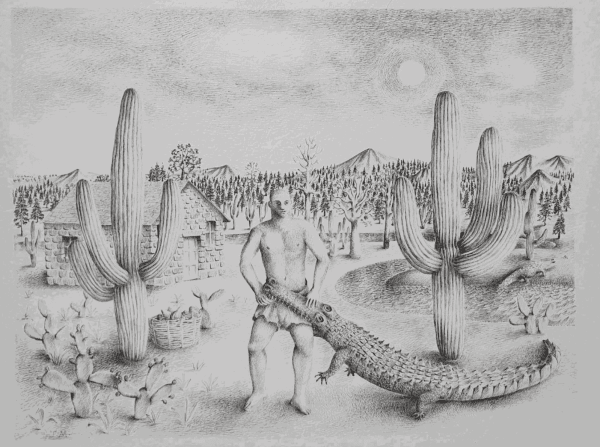 James Mortimer - Mountain Scene with Crocodile