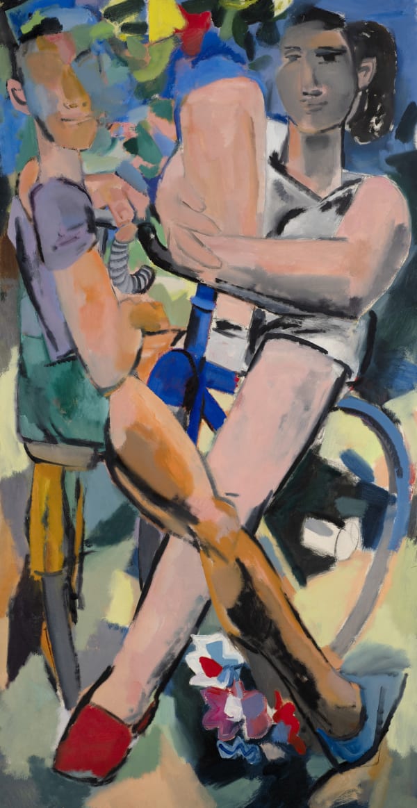 Courting Couple on Bicycles, 1970s Oil on canvas 175 x 191cm