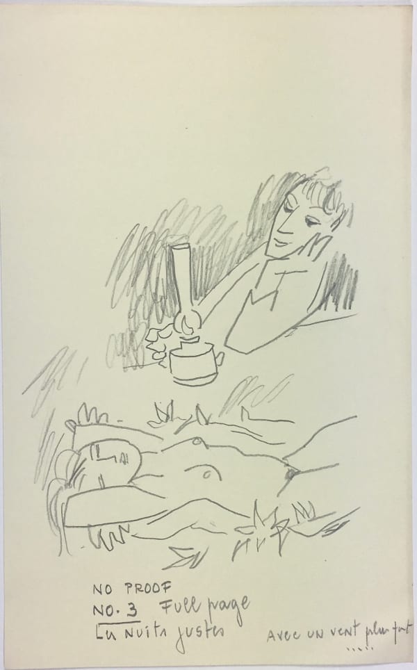 Drawing after a poem by René Char, c. 1980s? Graphite on paper 40 x 25cm