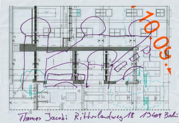 Luftschloss – Luftbrücke, drawing of an electrician