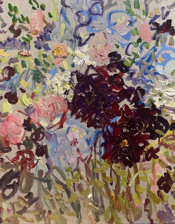Garden flowers. Painting. Oil on linen.