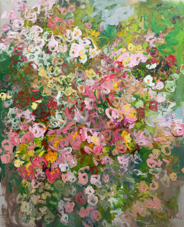 Flowers. large expressive and gestural semi abstract painting