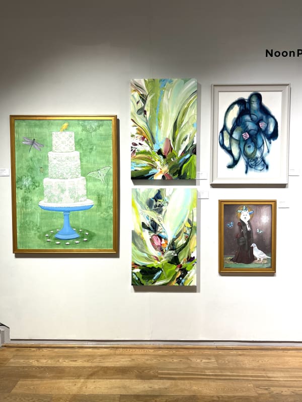 Women In Art Fair installation - included in image, artists: Gillian Gambold, Jennifer JL Jones and Alexandra Eldridge