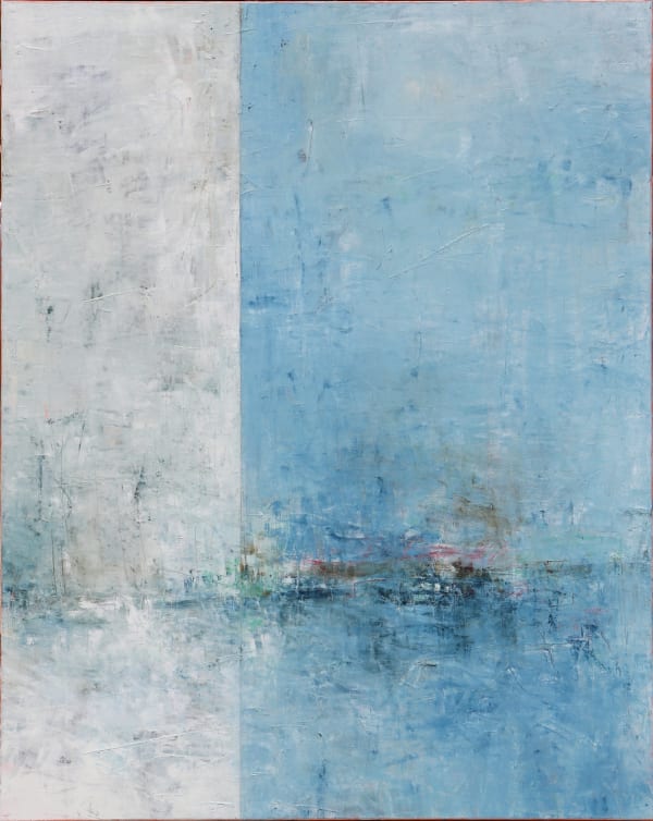 abstract seascape with horizon and ship