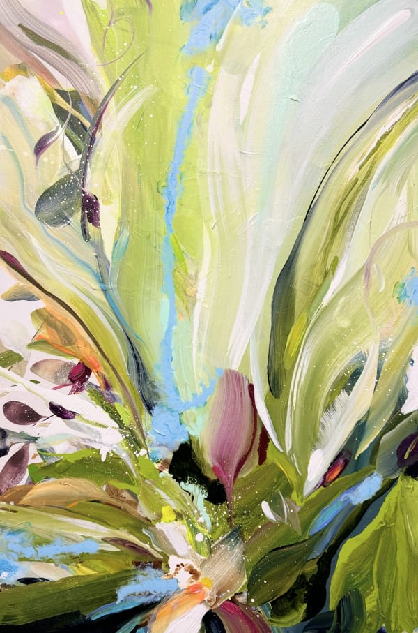 abstract painting of plants and flowers