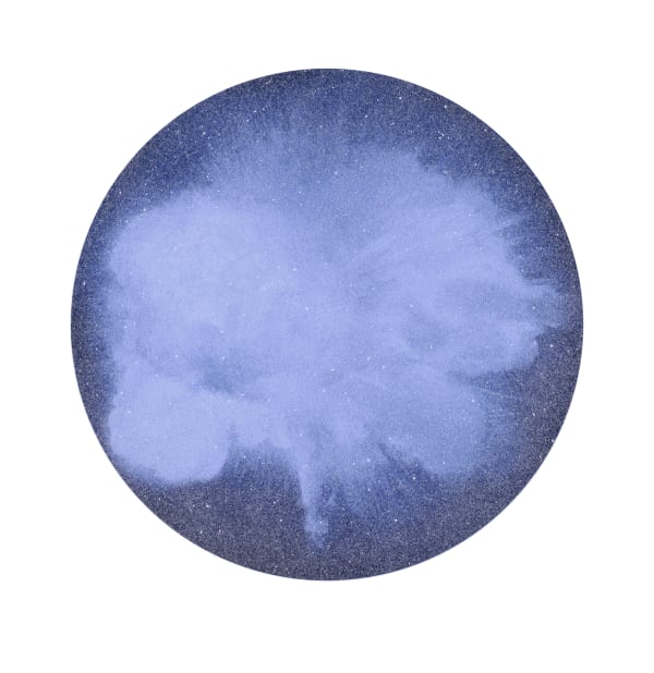 blue circle with. white explosion and diamond dust