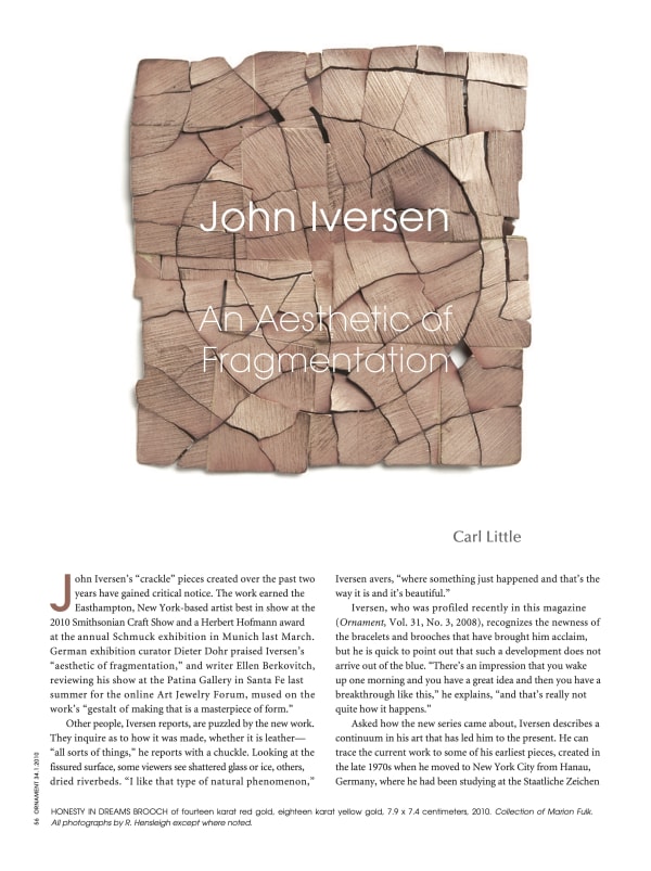 Ornament Magazine, John Iversen / An Aesthetic of Fragmentation