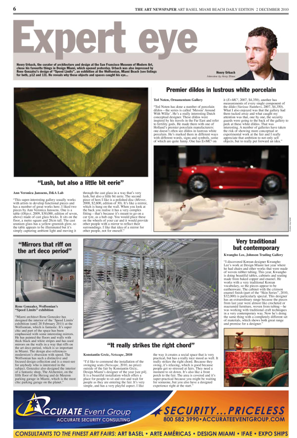 The Art Newspaper, Ted Noten- Critic Pick from Design Miami 2010