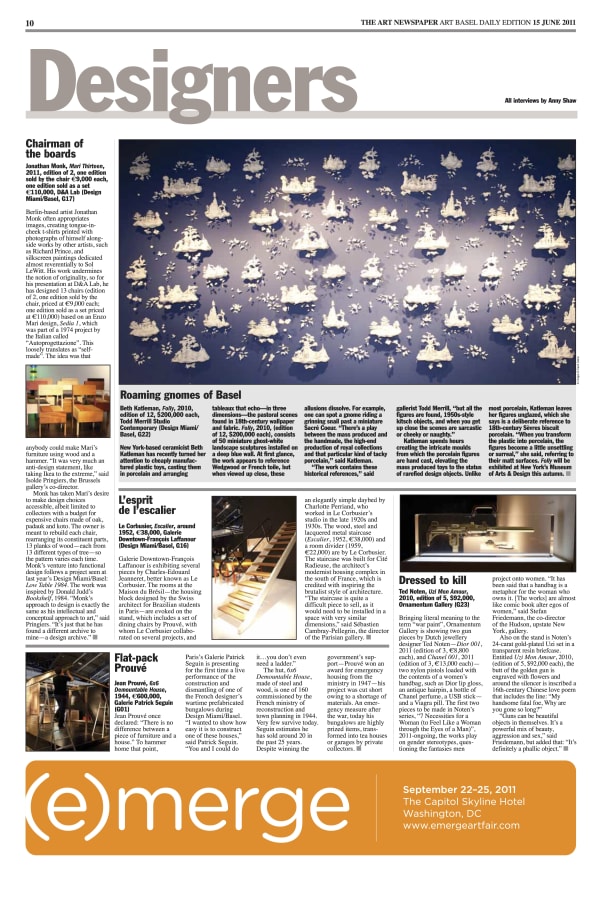 Ted Noten / Ornamentum in the Art Newspaper, 'Dressed to Kill'- Uzi Mon Amour Suitcase at Design Miami Basel, By...