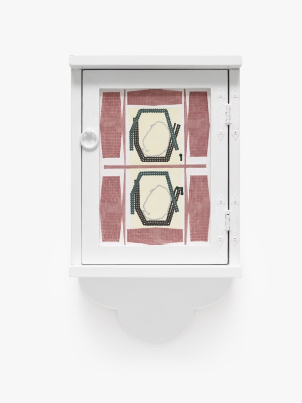 Lili Lee｜Seal the deal｜2025｜Mixed Media on Korean Rice Paper on Wooden Panel (Key Box Installation) 複合媒材、韓紙裱於木板(安裝於木製鑰匙盒)｜51 x 29 cm