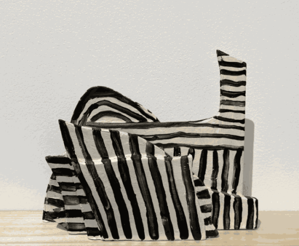 NANCY MURPHY SPICER Striped Sculpture, 2014 Acrylic on wood 7.5 x 9 x 2.175 inches