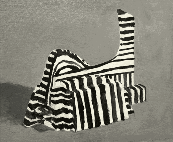 NANCY MURPHY SPICER Striped Sculpture, 2019 Oil on canvas board 9.25 x 11.25 inches