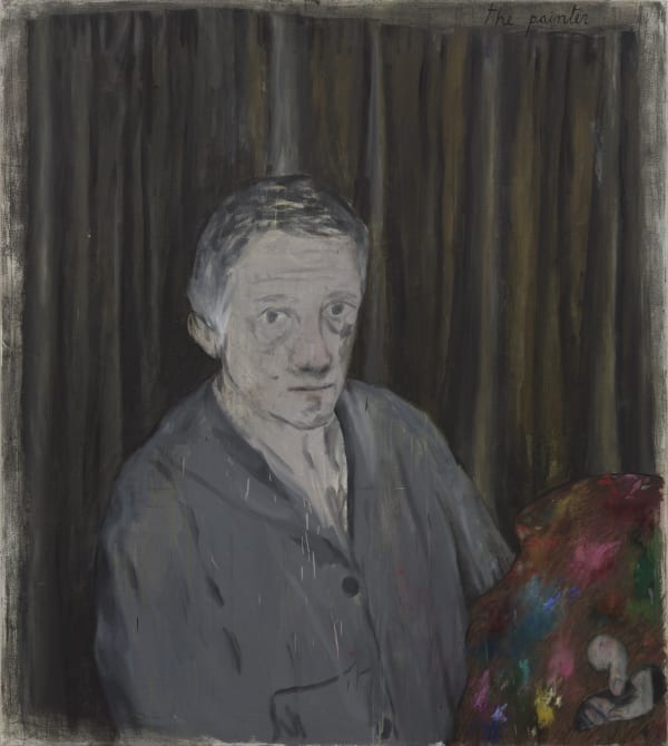 Enrique Martínez Celaya, The Painter (or The Curtain), 2024. Oil and wax on canvas. 57 x 51 in / 144.8 x 129.5 cm. Photo by Heather Rasmussen. Image courtesy of Gallery Wendi Norris, San Francisco, CA.