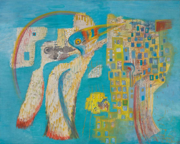 Alice Rahon, El tucán y el arco iris, Homenaje a Wolfgang Paalen, 1967. Oil on canvas, 31 1/2 x 39 3/8 inches / 80.01 x 100.03 cm
