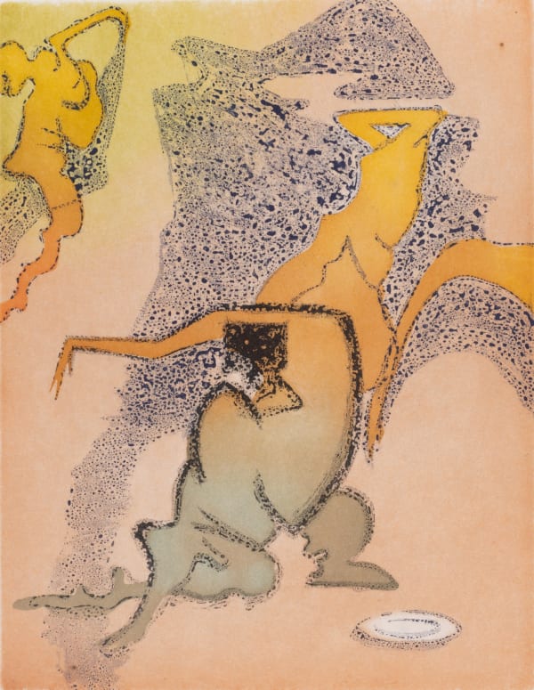 Dorothea Tanning, Quoi de plus (What More), 1973. Aquatint and sugar-lift aquatint on japon paper, 11 x 8 1/2 inches / 27.94 x 21.59 cm. Edition of 100