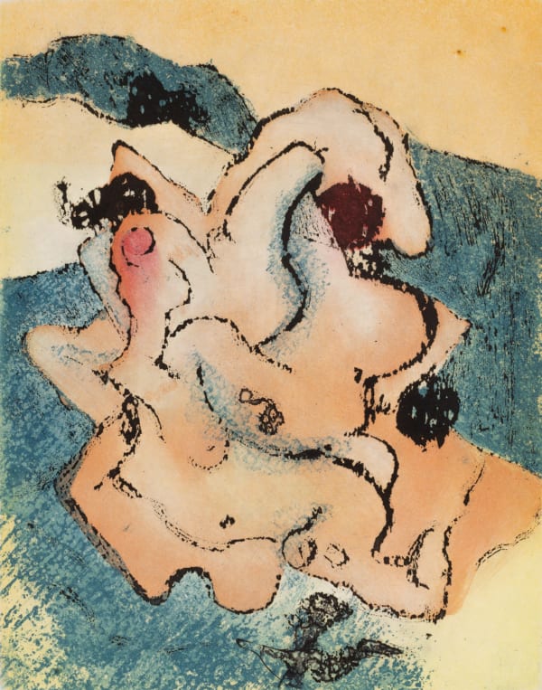 Dorothea Tanning, C'est au Soleil (In the Sunshine), 1973. Aquatint and sugar-lift aquatint on japon paper, 11 x 8.5 inches / 27.94 x 21.59 cm. Edition of 100