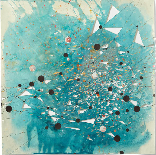 Val Britton, Reverberation #68, 2021, acrylic, ink, collage, and cut out paper 36 x 36 inches (91.4 x 91.4 cm)