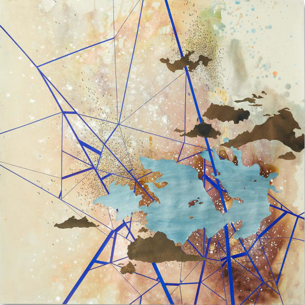 Val Britton, Reverberation #70, 2021, acrylic, ink, graphite and collage on paper, 36 x 36 inches (91.4 x 91.4 cm)