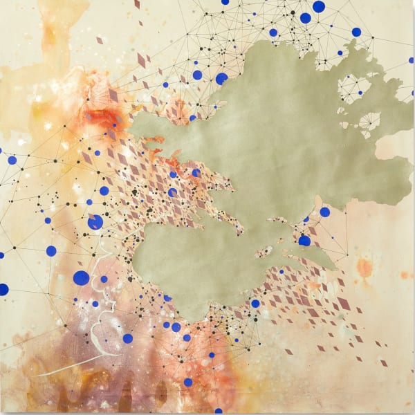 Val Britton, Reverberation #72 , 2021, acrylic, ink, and collage on paper 36 x 36 inches (91.4 x 91.4 cm)