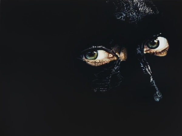 Ana Teresa Fernández, Erasure 1 (performance documentation), 2016, Oil on canvas, 72 x 98 inches (183 x 249 cm)