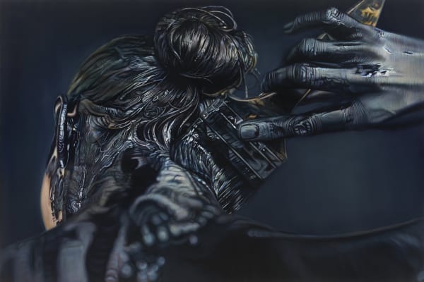 Ana Teresa Fernández, Erasure 4 (performance documentation), 2015, Oil on canvas, 60 x 72 inches (152.4 x 182.88 cm)