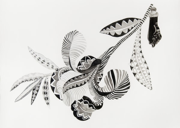 Firelei Báez, Becoming what you can’t see (detail), 2015, Gouache and ink on paper and collage, 87 x 55 inches (220 x 139.7 cm)