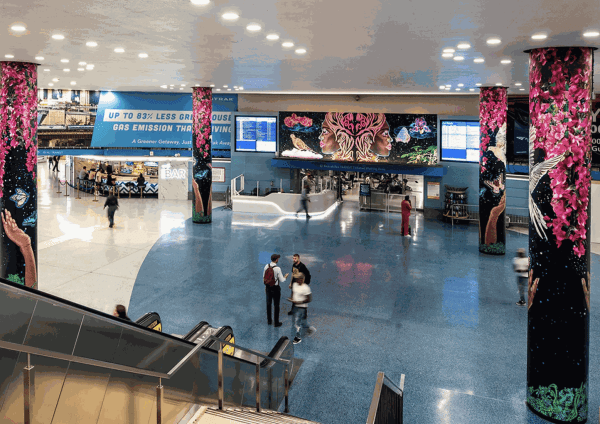Chitra Ganesh’s Regeneration at New York’s Penn Station. Photo by David Plakke.