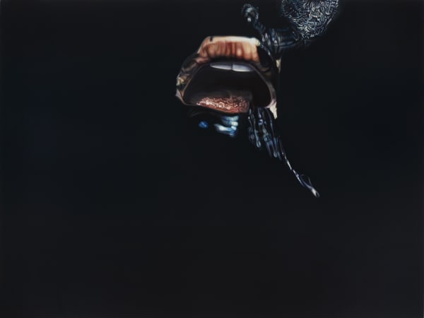 Ana Teresa Fernández, Erasure 2 (performance documentation), 2016, Oil on canvas, 72 x 98 inches