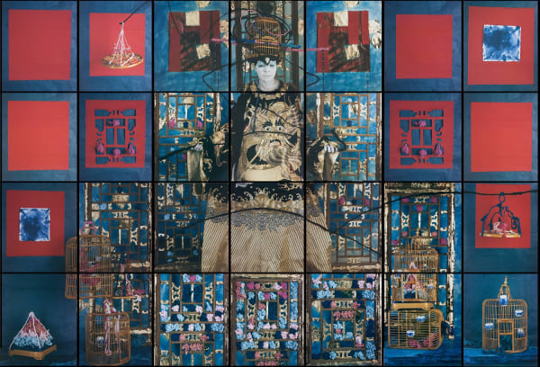 María Magdalena Campos-Pons, Finding Balance, 2015, Composition of 28, Polaroid Polacolor, Pro 24 x 20 photograph, 96 x 140 inches (243.8 x 355.6 cm)
