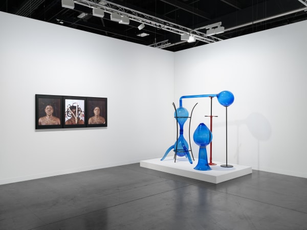 View of Alchemy of the Soul: María Magdalena Campos-Pons and Remedios Varo, Gallery Wendi Norris booth at Art Basel Miami Beach, December 2024. Photo by Dan Bradica.