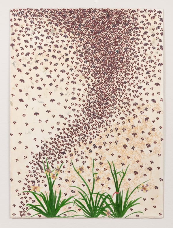 Ambreen Butt, Contours of Fragility, 2023, watercolor and collage on tea-stained paper, 30 x 22 inches