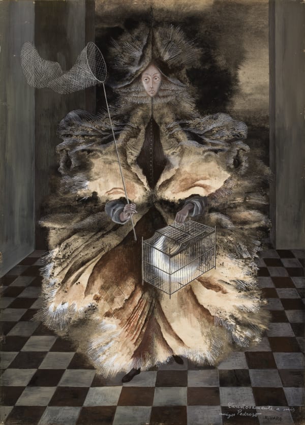 Remedios Varo, “Cazadora de astros” (Star Catcher) (1956); Toledo Museum of Art (© 2023 Remedios Varo, Artists Rights Society (ARS), New York / VEGAP, Madrid, photo by Rafael Doniz, courtesy Gallery Wendi Norris, San Francisco)