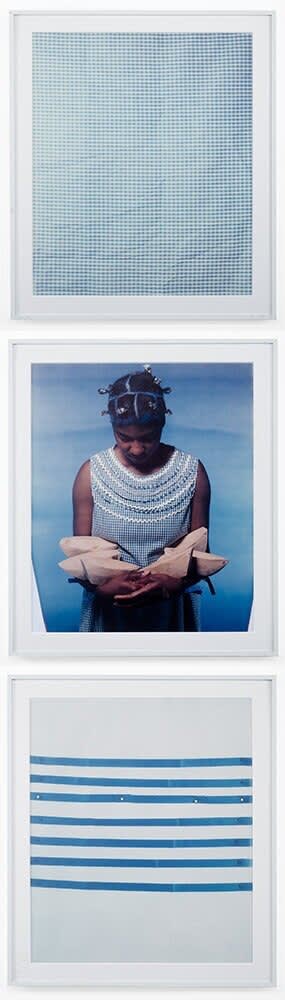 María Magdalena Campos-Pons, When I Am Not Here/Estoy Allá, 1997, Triptych, Polaroid Polacolor Pro 24 x 20 photograph. 72 x 20 inches (182.1 x 50.8 cm)