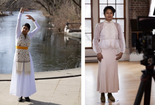 Samita Sinha (left) and Dell Marie Hamilton behind the scenes in When We Gather. Photos: Tommy Oliver