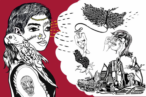 Born in Brooklyn to Indian parents, Chitra Ganesh’s installation ‘QUEERPOWER’ looks at queer and urban imageries as well as their changing histories in New York City
