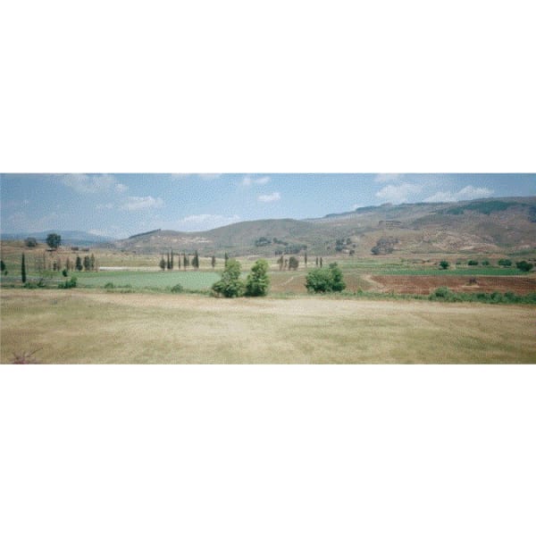Paola Yacoub’s Elegiac Landscapes, 2002 are photographs of the Lebanese South. These works tell a story of perception and can be read as an investigation of the gaze. As in her lecture-performance ‘What do I do?’ the artist asks whether you see a ‘battlefield’ or an ‘elegiac landscape’, leaving the answer up to the viewer.
