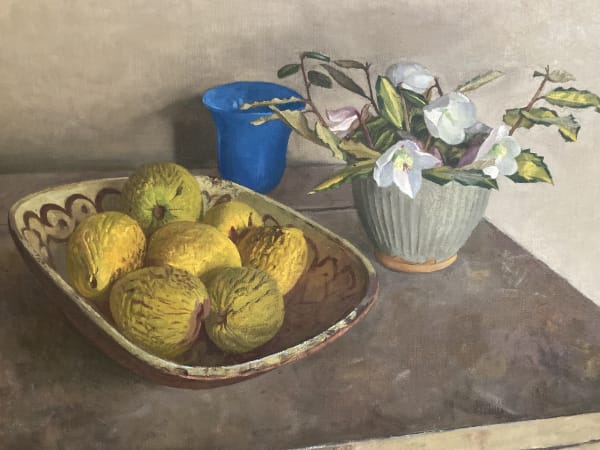 John Aldridge R.A. - Cathay Quinces and Christmas Roses, 1972