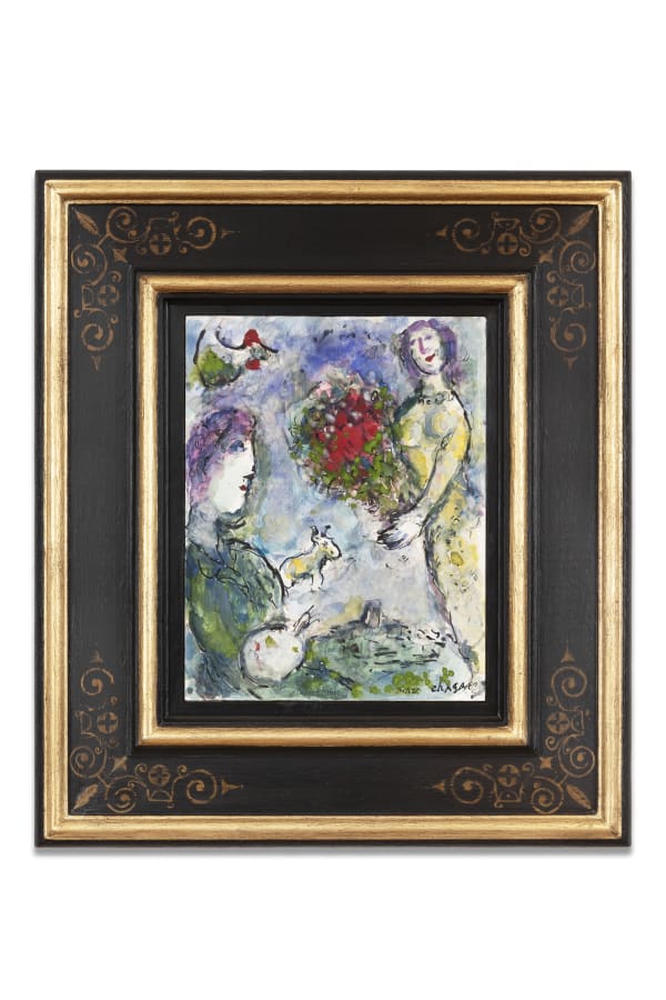 Marc Chagall, LE PEINTRE À LA PALETTE ET SA MUSE DANS LE CIEL DE SAINT PAUL 1981 , 1981