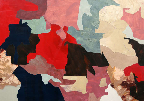 Red Assembly, 2021 oil on mylar mounted on board 25 x 35 inches