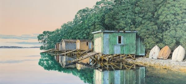 Justin Boroughs, Boatsheds at Rocky Bay, 2023