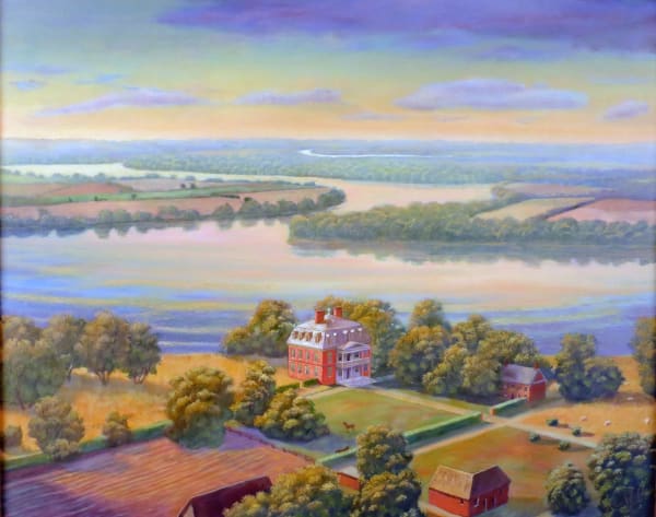 Peter Waddell Shirley Plantation on the James River Oil on canvas 60.5 x 76 cm Signed & dated MCMXCVII
