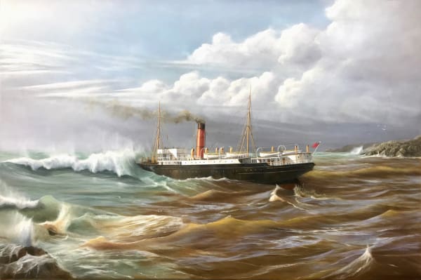 Sean Garwood, The 'Mapourika' crossing the Grey River Bar, 1898