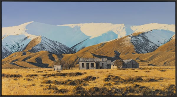 Justin Boroughs The Cookhouse at Home Hills Run Road, 2025 Oil on board 64 x 116 cm Signed