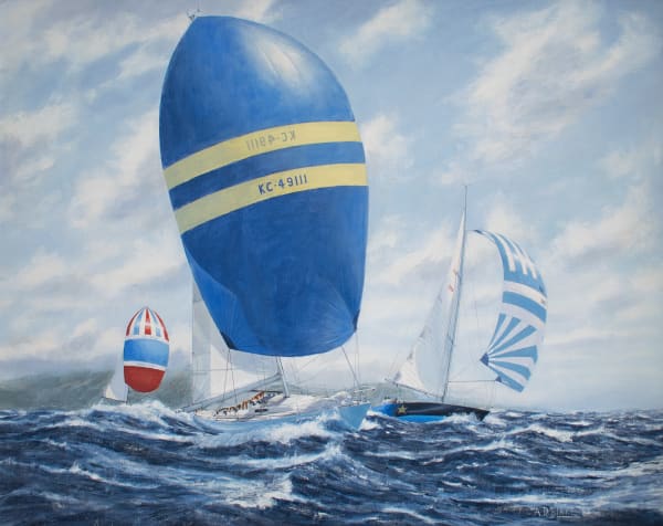 Anthony Blake, 1982 Pan Am Clipper Cup, Hawaii. Pachena leads Police Car & Solara (NZ), 2983