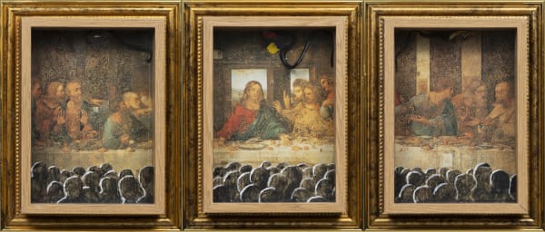 Jungmyung KIM To Them, with Honor-Leonardo da vinci, The Last Supper, 2025 Printed matter, Frame and Glass 23x54x5cm