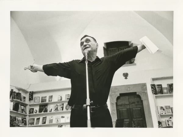 john giorno with a microphone
