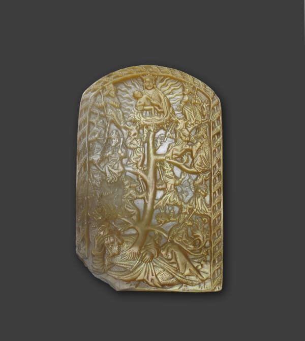 Relief from a pax with the Tree of Jesse, South German (possibly Upper Rhenish), c. 1500, mother-of-pearl; h. 12.5 cm x w. 8 cm