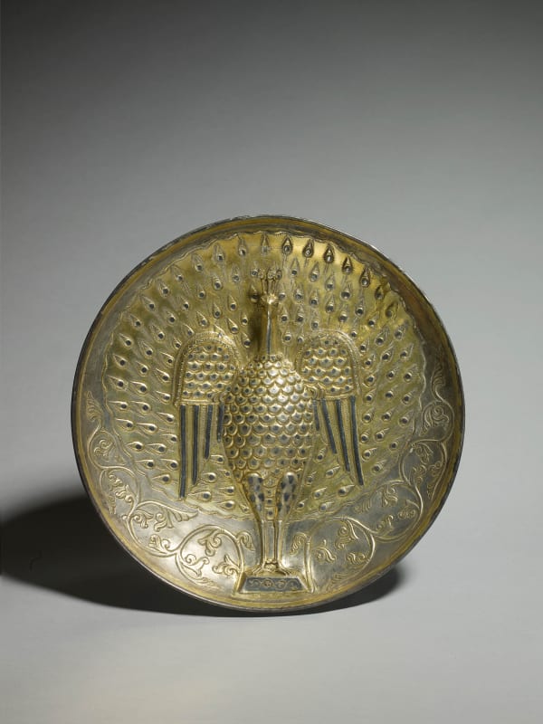 Plate with a peacock, Byzantine Empire or Sasanian Empire, or Islamic Iran, 6th - 10th century (?)