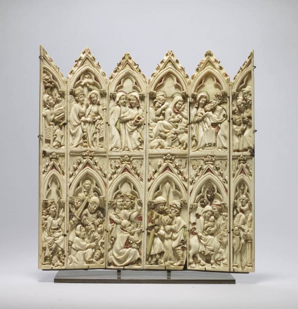 Six leaves from a tabernacle polyptych with scenes from the Nativity and the Childhood of Christ, German (Rhenish or Bavarian), c. 1320-40